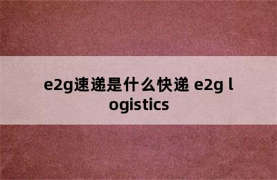 e2g速递是什么快递 e2g logistics